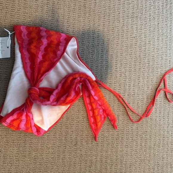 Show Me Your MUMU Tonya Pink and Red Halter Top - Picture 3 of 4